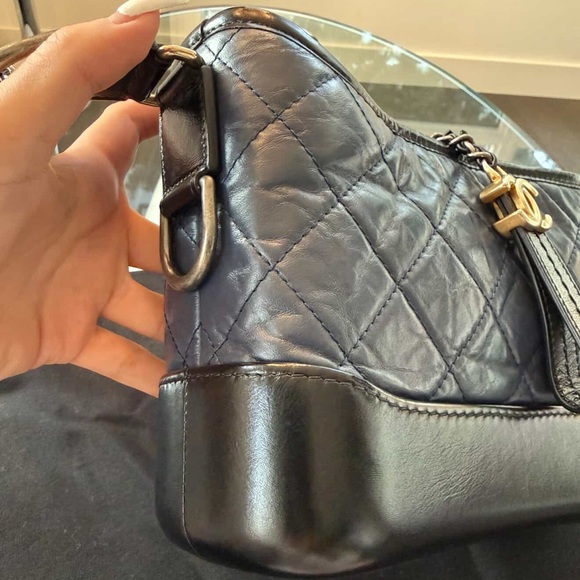 Chanel Small Gabrielle Quilted Blue and Black Leather Bag - Picture 3 of 7